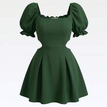 Women's Plus Size Short Dress, Open Style With Slit, Lightweight And Comfortable, Sizes 46 To 56 - Emerald Green - View 2