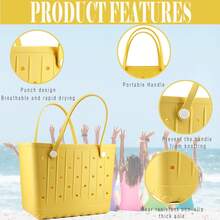 Rubber Beach Tote Bag, Large Waterproof Beach Bag Pool Boat, Sports, Outdoor Washable Travel Tote Bag - trắng - Xem 7