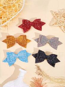 2/10pcs 3-Layer Shiny Hair Clips, Includes Bow Hair Clips, Top Clips, Princess Style Hair Flowers, Bangs Clips - Multicolor - View 8