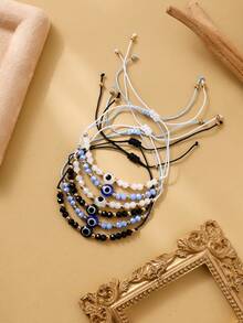 6 piezas Pulseras trenzadas con cuentas de ojo malvado de moda - Multicolor 3 - Ver 2