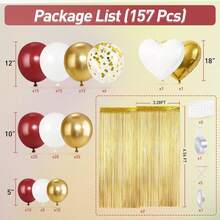 Kit de 157 guirnaldas de arco de globos de oro borgoña y blanco con flecos dorados para mujeres y niñas, cumpleaños, boda, despedida de soltera, día de San Valentín, decoración de fiesta - Oro champán blanco - Ver 10