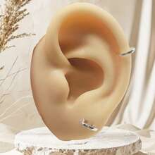 925纯银极简C形耳骨环耳环，适合日常佩戴 - 銀色 - 查看 1