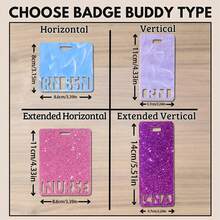 1pc Customized Badge Clip, Customizable Badge Clip, Nurse Badge Clip, Registered Nurse Badge Clip, Medical Staff Badge Tag, Healthcare Badge Clip, Nurse Badge Tag, X-Ray Film Clip, Badge Holder, Graduation Gift, Input Your Title On The Cute Acrylic Glitter Badge Clip - Custom Letter Badge Scroll - View 4