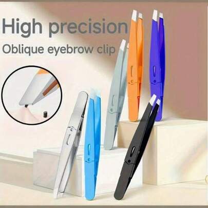 High Precision Flat Tweezers With Storage Box, Suitable For Men And Women For Hair Removal, Beard Trimming, Eyebrow Shaping, Easy To Pick Up