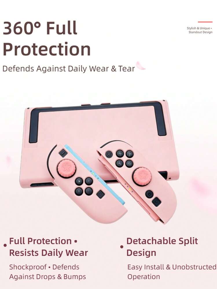 Solid Color Anti-Drop Hard Shell For NS2 Switch 2, Matte Split Protective Cover -Pink - View 8
