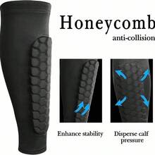 1pair Soccer Shin Guard Shin Pads, Lightweight Calf Compression Sleeve With Honeycomb Pad, For Baseball Boxing Kickboxing MTB Sports - Black - View 3