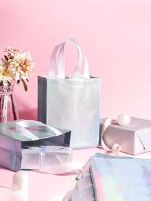 6入全息彩虹禮品袋－彩色禮品袋附不織布提把，適合節日禮品包裝、派對裝飾、購物與收納 - 均碼 - 查看 2
