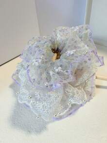 1 chiếc dây buộc tóc mùa hè bằng polyester họa tiết hoa nhí thanh lịch, ren hoa đính ngọc trai giả, đường kính lớn, thích hợp buộc tóc đuôi ngựa, sử dụng hàng ngày, khi đi du lịch, nghỉ lễ, chụp ảnh, buộc tóc, dùng khi rửa mặt, phụ kiện tóc trang điểm tại nhà, phòng tập thể dục, phụ kiện nữ, phụ kiện đội đầu, dây chun buộc tóc. - Nhiều màu - Xem 7