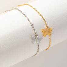 蝴蝶手链套装，双色蝴蝶吊坠，奢华个性化极简时尚小众系列 - 彩色 - 查看 4