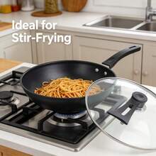 Wok antiadherente Odoland, apto para cocinar en casa, compatible con placa de inducción y cocina de gas - Ver 7