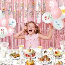 Juego de 202 decoraciones de fiesta de flores silvestres con pancartas, globos, platos, tazas, servilletas, manteles y cubiertos, suministros de cumpleaños florales para 24 invitados - 1 - Ver 8