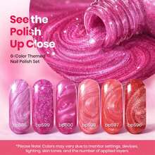 Beetles 6 Colors 7.5ml/0.25 Fl Oz Nail Polish Set - Love In Echo Quick Dry Spring Formula, Salon Long Lasting DIY Pastel Nail Art Gifts For Women - 6 Colors Hearts Aflutter - 查看 2