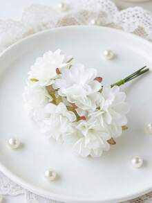 1支仿真花，迷你假康乃馨和玫瑰，逼真装饰花，适用于春秋季、情人节、新娘捧花、婚礼花瓶、家居装饰、母亲节、父亲节、节日生日派对、户外花园 - 乳白色 - 查看 5