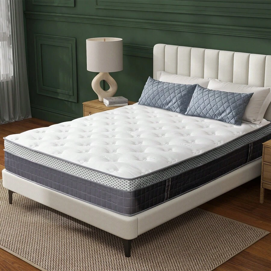 Hybrid Mattress In A Box 10 Inch – Gel Memory Foam With Pocket Spring, Medium Firm Feel, Cooler Sleep & Pressure Relief For Full King Queen - 淺灰色 - 查看 1