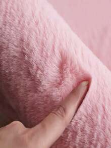 1pc Pink Cream Style Cat Shaped Faux Rabbit Fur Rug, Plush Bedside Mat For Bedroom, Asymmetric Decorative Carpet For Living Room Sofa, Ins Style Cute Thickened Rug For Study, Walk-In Closet, Vanity Stool And Bay Window Decor - Baby Pink - View 4