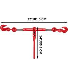 9215LBS Carpetas con trinquete de 3/8" - 1/2" Carga de trabajo segura de 9,215 LBS, ganchos G70 y longitud ajustable, para cadenas de grado 70-80, amarre, transporte, remolque, paquete de 4, rojo - paquete de 4 - Ver 2
