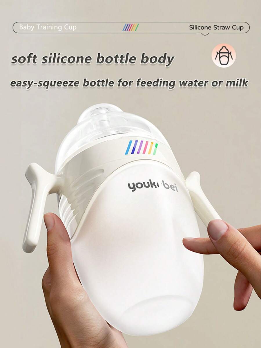 Cốc uống nước cho bé bằng silicon lỏng – Chống đầy hơi, chống rò rỉ và chống rơi vỡ, cốc có ống hút chịu nhiệt có tay cầm, tích hợp bóng trọng lực, thiết kế miệng rộng với hai lỗ thông khí, phù hợp cho bé từ 7 tháng tuổi trở lên. - Nhiều màu - Xem 1