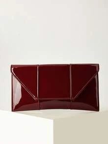 Luxury Evening Clutch, Elegant And Exquisite Lacquered Leather Flap Square Bag, Ideal Choice For Ladies, Party Girls, Suitable For Parties, Weddings, Balls, Galas, Best Gift For Mom, Teacher, Friends, Bridesmaids - Burgundy - View 2