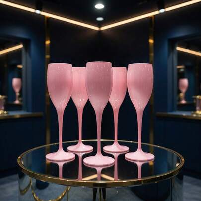 1/4/6/12/24pcs Set Acrylic Champagne Flutes, Reusable Unbreakable Champagne Glasses For Bachelorette Party, Wedding, Bridal Shower, Party (New Pink/White)