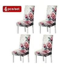 1pc/2pcs/4pcs/6pcs/8pcs/36pcs Set, Romantic Sakura/Vintage Rose Floral Pattern Chair Covers, High Elastic Full Wrap Washable Soft Protective Covers, 2D Printing Technology, Easy To Install And Clean. Suitable For Indoor Decor, Outdoor Dining, Party, Restaurant, Hotel, And Also Can Be Used As Gifts. - Multicolor - View 24