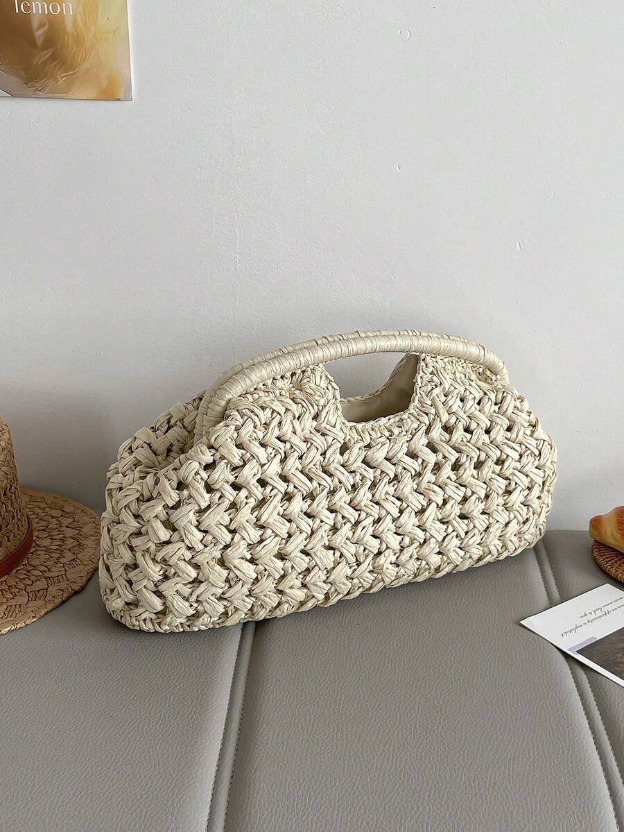 Túi xách thủ công mới, túi rơm nữ cổ điển đa năng, túi đi biển thời trang sành điệu cho mùa hè. - Nhiều màu - Xem 1