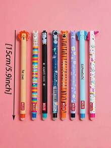 Bộ 10/5/1 bút bi hình động vật có thể xóa được, ngòi 0.7mm, có thể nạp lại mực, thích hợp để xóa lỗi viết và vẽ, tuyệt vời cho văn phòng phẩm học sinh, quà tặng sinh nhật. - Bút xóa hình động vật - Xem 5