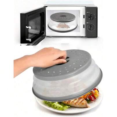 XISIYUJZ Mikrowellen-Spritzschutz für Lebensmittel - Zusammenklappbarer und belüfteter Silikon-Spritzschutz-Deckel - Mikrowellen-Teller- und Geschirrabdeckung mit Griff - Küchenhelfer für die Mahlzeitenzubereitung