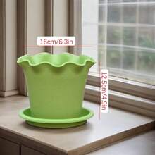 3 Buah Pot Bunga dengan Lubang Drainase dan Baki, Desain Kreatif Cocok untuk Tanaman dan Sukulen Berukuran Kecil dan Sedang, Wadah Dekoratif Dalam/Luar Ruangan yang Bernapas dan Tahan Lama – Sempurna untuk Kamar Tidur, Kantor, Taman, Balkon, Kafe - A - View 5