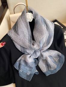 1 chiếc khăn voan màu xám dành cho nữ, nhẹ, đa năng, thích hợp cho mùa xuân thu, du lịch, chống nắng, dùng để quàng cổ. - Xám - Xem 2