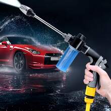 1 Súng phun bọt áp lực cao kèm bình chứa bọt, Súng phun bọt rửa xe áp lực cao tay cầm dài - Vòi phun điều chỉnh được để làm sạch, tưới cây và bơm hơi - Bao gồm súng phun bọt và bình phun áp lực cao. - màu đen - Xem 7