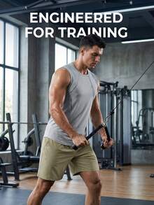 2pcs/Set Men's Casual Outdoor Sports Suit, Includes Sleeveless Top And Shorts, Training Fitness Running Sportswear Set - Khaki - View 6