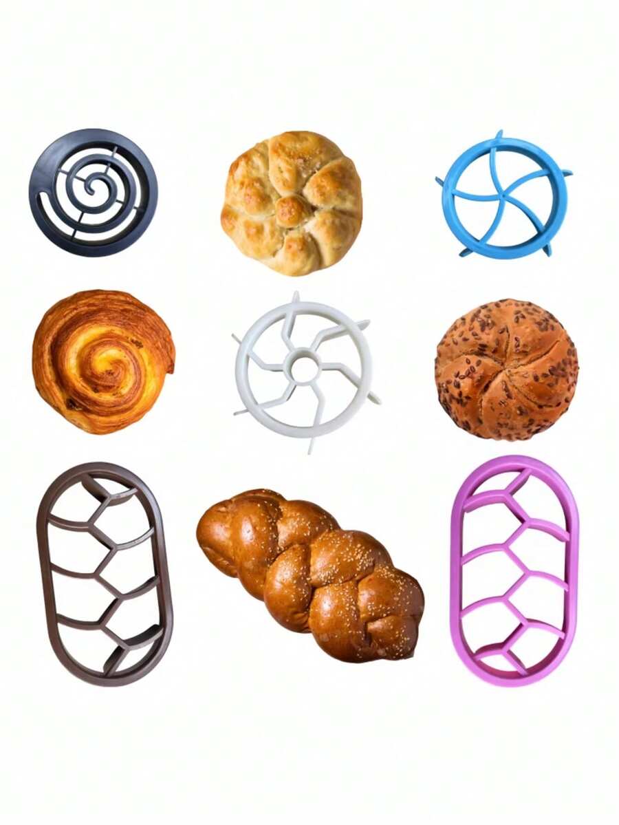 1 Set (4 Pcs) Factory Direct Round & Oval Kaiser Bread Shaping Press Mold, DIY Baking Tool. One-Press Shaping, Easy To Clean. Suitable For Holiday, Home, And Commercial Baking