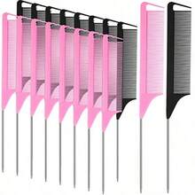 Conjunto de 3 ou 5 pentes antiestáticos, pente profissional para corte e penteado em salão de cabeleireiro, pente fino com ponta fina para cabeleireiros. - C-preto - Ver 5