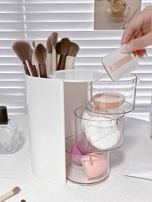 1 buah Organizer Makeup Multifungsi, Tempat Kuas Anti Debu dengan Kompartemen Transparan untuk Puff Bedak, Spons Makeup & Produk Perawatan Kulit, Dekorasi Kamar Tidur, Perlengkapan Sekolah. - MultiWarna - View 5