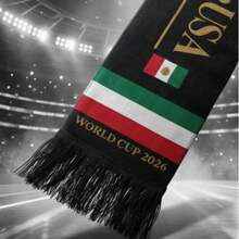 Bufanda de fútbol Mundial 2026 para fanáticos de México, diseño premium con colores vibrantes, ideal para apoyar a tu selección en el estadio, reuniones o desde casa, perfecta para complementar outfits deportivos y demostrar tu pasión en cada momento - Negro y Rojo - Ver 4