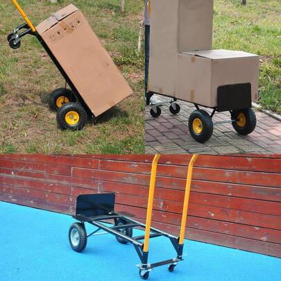 2 In 1 Convertible Hand Truck & Flatbed Platform Cart – 400LB Load, 4 Non-Flat Wheels, Telescoping Handle, Metal Frame, For Warehouse, Garden, Grocery, Moving – Load 400LB