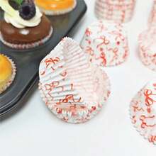 Giấy lót bánh cupcake, cốc giấy nướng bánh chống dính hình nơ, cốc giấy nướng bánh, tấm lót bánh, dụng cụ làm bánh - Cây cung - Xem 6