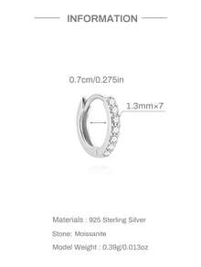 AnlaScheer 1 pièce Boucles d'oreilles classiques en argent sterling S925 plaqué or 18K avec moissanite, mode exquise, pour femmes et filles, port quotidien, cadeau pour la fête des mères, mariage et fête - Argent - Voir 12