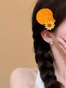 1/4 Peças Grampos de Cabelo com Conchas Marítimas e Margaridas em Estilo Boêmio Fashionista, Fresco e Doce para o Verão na Praia, Acessórios Versáteis e Energéticos, Adequados para Viagens e Uso Externo (Conchas Naturais Podem Ter Pequenas Imperfeições), Festival, Festa - Multicolorido - Visão 4