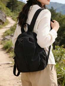 Women's Minimalist Casual Backpack, Lightweight Water-Resistant Nylon Daypack For Daily Commute, School & Travel - Multicolor - View 2