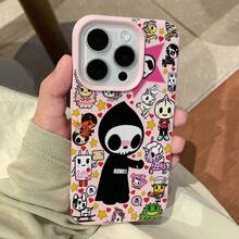 Funda para teléfono Comic T-Tokdoks con patrón de cuero de lichi, compatible con Phone17161514131211ArProMaxPlusXXRXSMax, a prueba de golpes 17Air - PWSF-358HKX43A4 - Ver 6