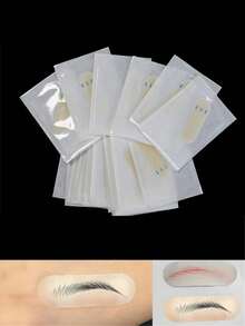 10/20/30/50 Pcs Silicone Eyebrow Practice Stickers - Semi-Permanent Makeup Simulated Skin, Natural Eyebrow Training Stickers, Beginner Eyebrow Design Conversion Template - Multicolor - View 5