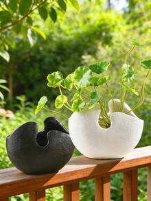 Textured Resin Vase And Flower Pot, This Artistic Irregularly Shaped Resin Flower Pot Is Perfect For Displaying Small Plants Or Stems On Coffee Tables, Office Desks Or Windowsills. Ideal For Adding A Minimalist Natural Touch To Modern Living Spaces And Offices. - Multicolor - View 7