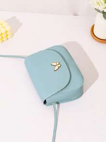 Bolso de concha cruzado de metal decorado con estampado de mariposa miniatura - azul claro - Ver 8