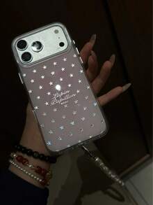 渐变菱形星形图案手机壳，兼容苹果 16/17 Pro Max/ 15 Pro，全包防摔保护壳，女士适用，14/13 - 粉色 - 查看 2