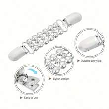 新款水钻爪链服装夹，鸭嘴夹披肩开衫毛衣胸夹配饰纽扣胸针 - 多色 - 查看 3