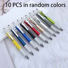 7合1手持螺丝刀和圆珠笔工具套装，配备多功能测量技术尺、触摸屏手写笔和水平仪，男士工具 - L - 查看 8