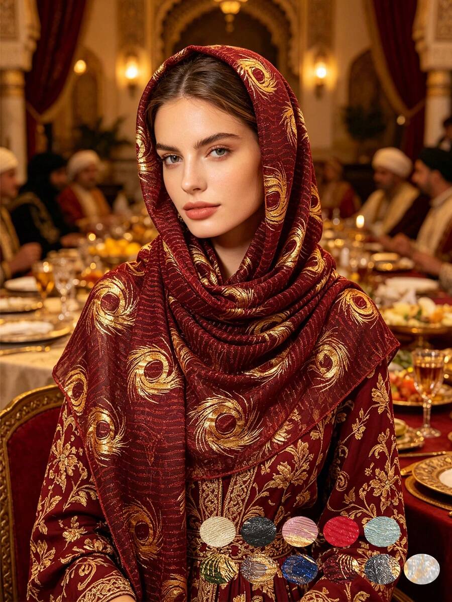 1 chiếc khăn choàng/khăn quàng cổ/khăn trùm đầu/khăn quấn đi biển dành cho nữ, chất liệu kim loại sáng bóng, thích hợp cho bãi biển, kỳ nghỉ và sinh hoạt hàng ngày, giúp tôn lên vẻ ngoài của bạn, phù hợp cho mọi mùa. - Nhiều màu - Xem 1