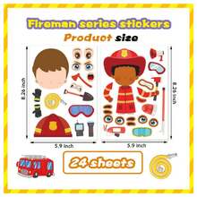 8/16/24/32 Sheets Make A Face Stickers For Kids, 8 Different Firefighters And Officers Stickers For Kids Birthday Party Favor Supplies Craft - Multicolor - View 6