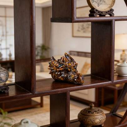 1件天然水晶龙头雕像，灵气疗愈风水龙形摆件护身符，家居办公装饰雕塑新年礼物